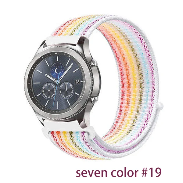seven color 19 Ремешок 20 мм/22 мм для gear s3 Frontier samsung Galaxy watch Active2 ремешок для huawei Watch GT 2 46 мм 42 мм аксессуары для браслетов correa - Цвет ремешка: seven color 19