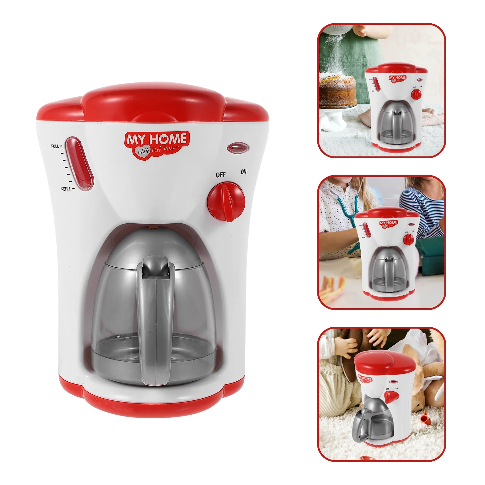 

1Pc Decorative Coffee Maker Cooking Supply Kids Role-playing Red