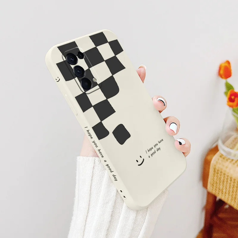 

Black Plaid Silicone Case For Realme 6 6i 7 7i 7 8 Pro C12 C15 C25 C25S C20 C11 C1 F9 F9 F17 F19 F19 Pro Reno5 Soft Phone Cover