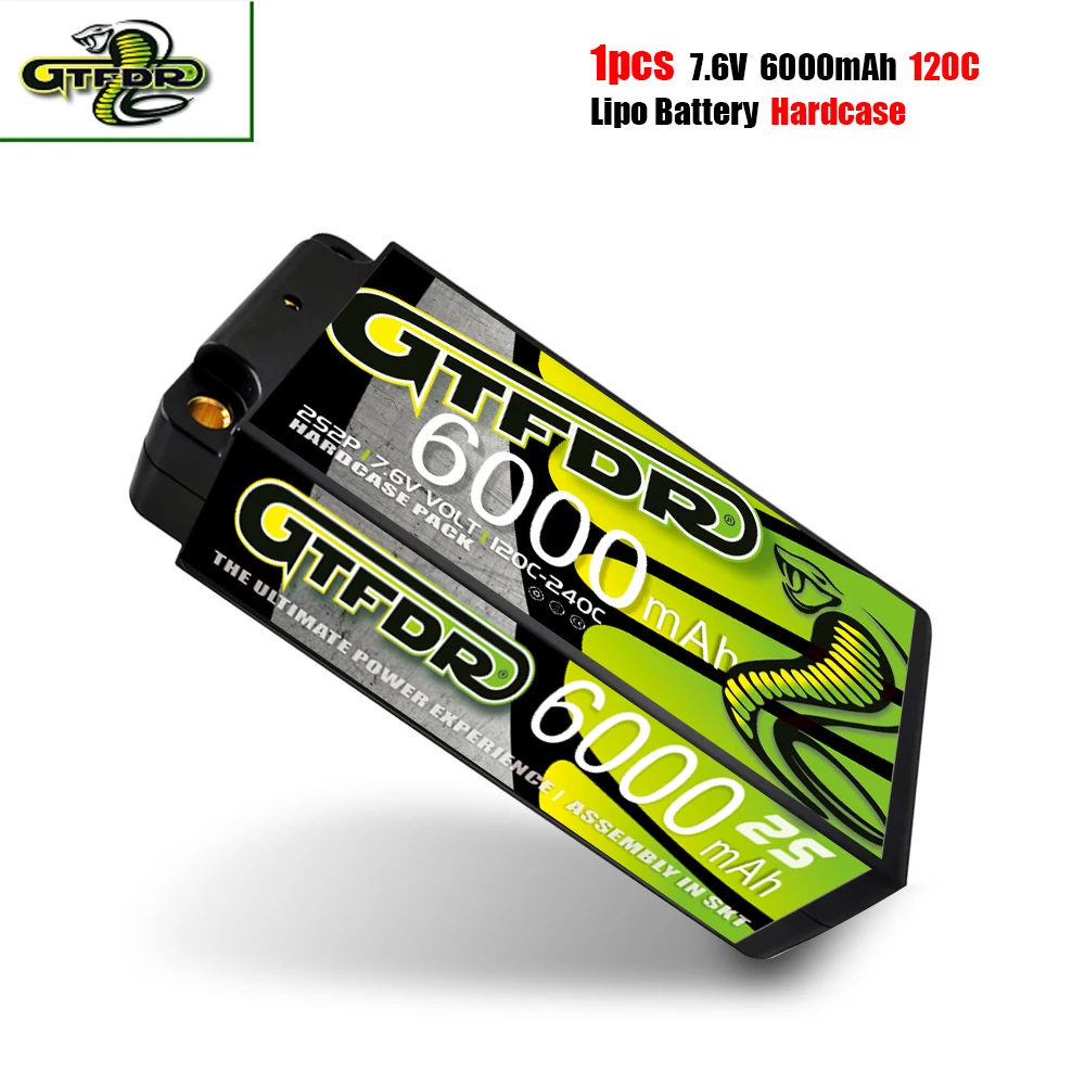gtfdr lipo battery hv 2s short 76 v 6000mah 120c 240c rc 5mm bullet competition короткий пак