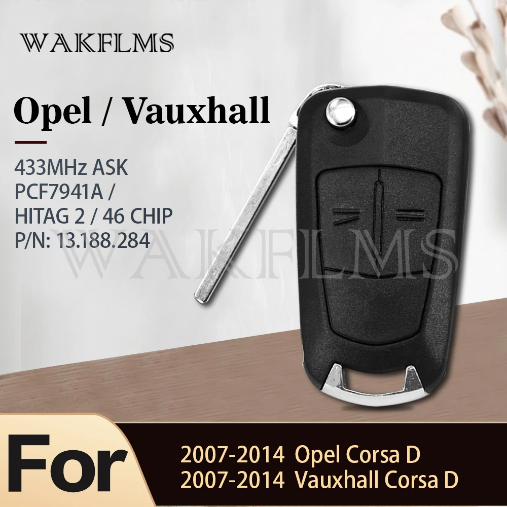 2 кнопочный Автомобильный Дистанционный ключ 433 МГц для Opel/Vauxhall Corsa D 2007 2008 2009 2010 2011