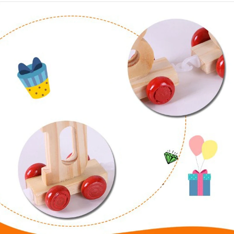 

28PCS Kids Alphabet Train Preschool Educational English Letters Wooden Learning Chips Toy for Children Toddlers