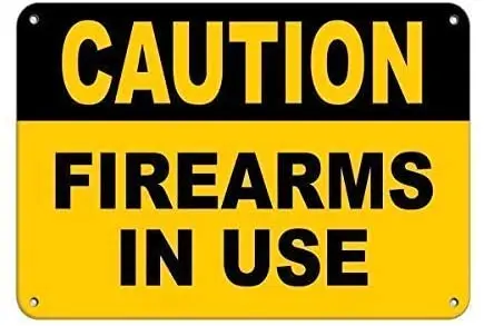 

Lplpol Caution Firearms in Use Wall Decor Tin Sign 10" x 14"