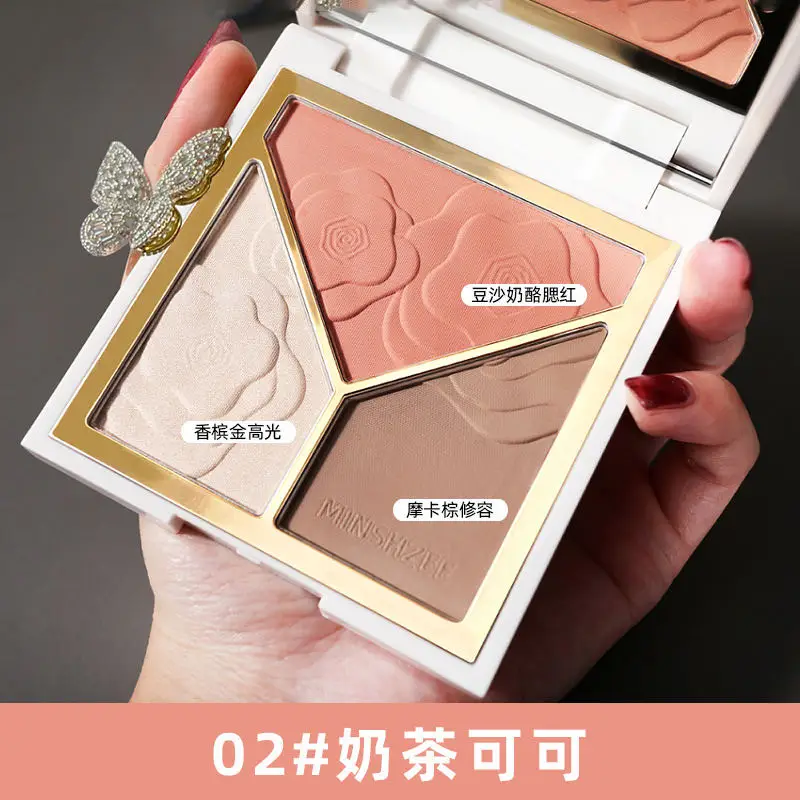 

Contouring Palette Face Shading Grooming Powder Makeup 3 Colors Long-Lasting Face Trimming Make Up Bronzer Cosmetics