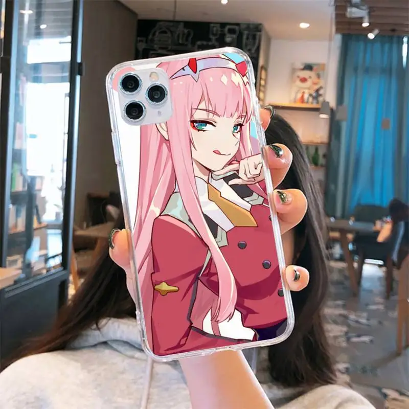 

Zero Two Darling in the FranXX Anime Phone Transparent for iPhone 6 7 8 11 12 s mini pro X XS XR MAX Plus se cover funda shell