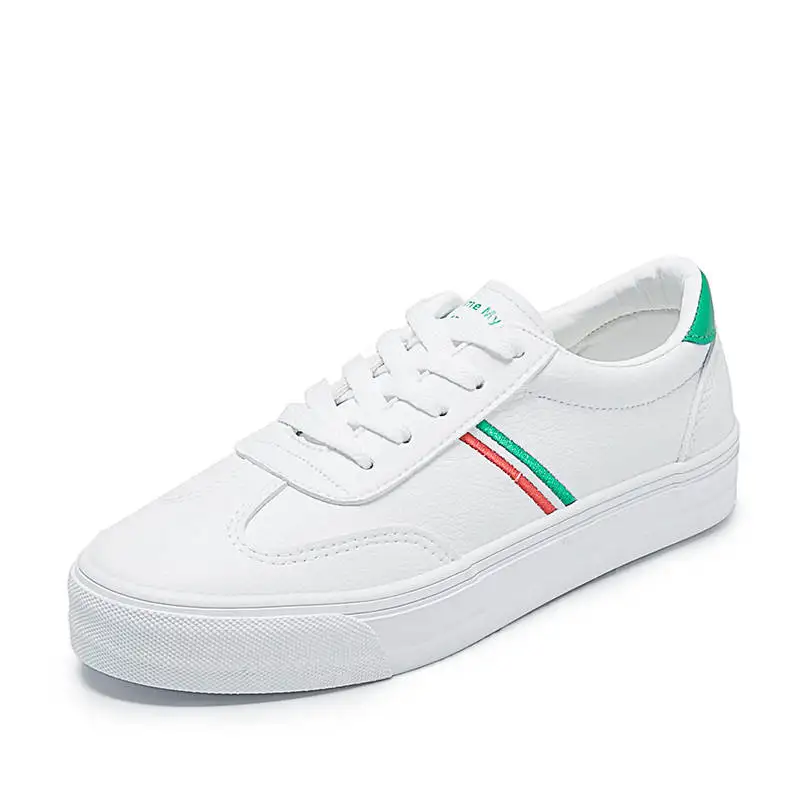 Популярная обувь на платформе женская повседневная шнуровке белая дышащая