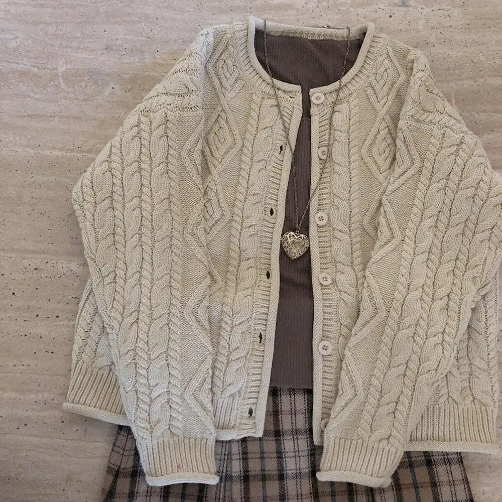 Зимние женские плотные теплые вязаные свитера кардиган с длинными рукавами