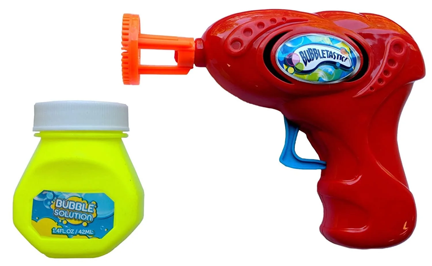 

KIDS CHILDRENS 7" BUBBLE POWER GUN SHOOTER WITH 1 FREE BOTTLE OF SOLUTION