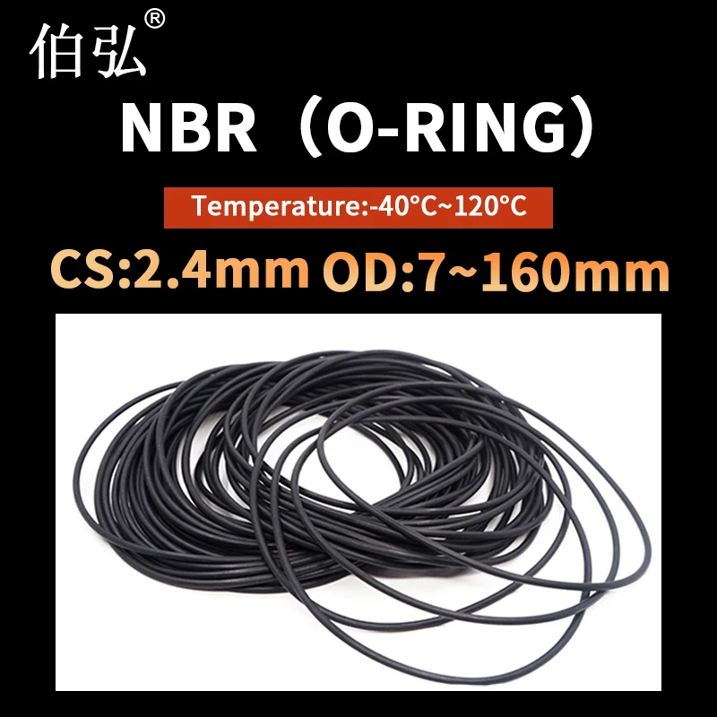 

NBR O Ring Seal Gasket Thickness CS2.4mm OD7-160 Oil and Wear Resistant Automobile Petrol Nitrile Rubber O-Ring Waterproof Black