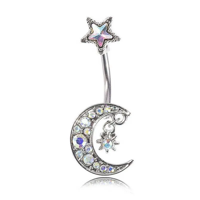 

Fashion Women Moon Star Stainless Steel Navel Ring Piercing Jewelry