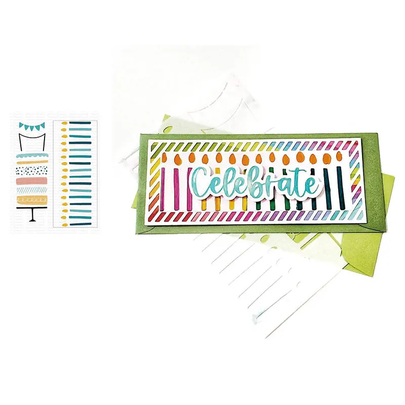 

New Arrival 2021 Cake and Candles Cutting Stencil Scrapbook Diary Decoration Embossing Template Diy Greeting Card Albums