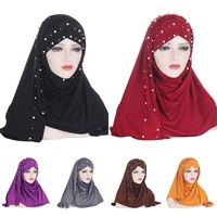 forehead cross hair wrap scarf solid color glitter sequins jersey hijabs muslim headband women turban hair cap headscarf 2021