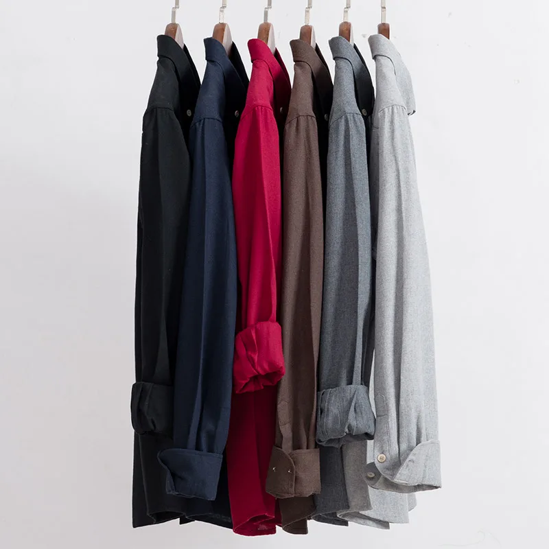 2020 лето осень мужская одежда Slim Fit Мужская рубашка с длинными рукавами однотонная