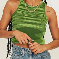 summer knit crop top women sleeveless y2k tank top basic t shirts casual bodycon vest green streetwear tank top vintage