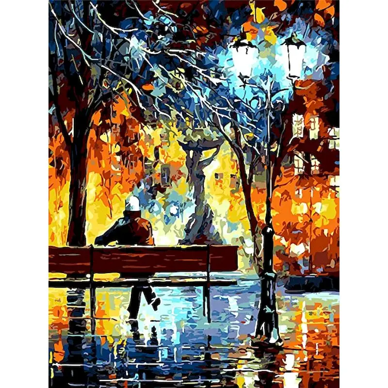 

RUOPOTYy The man under the street lamp DIY Painting By Numbers On Canvas Hand painted decorative oil painting Home Decor Gif
