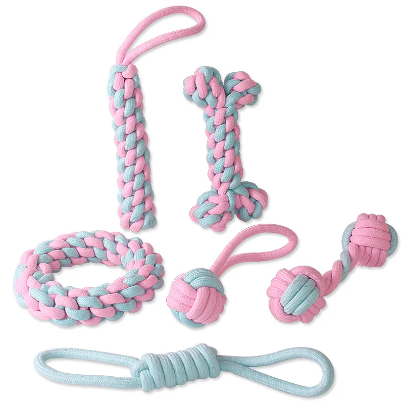 Pet Dog Puppy Cotton Chew Knot Toy Durable Braided Bone Rope Creative Toys Cat Multiple Shapes Teeth Cleaning Wholesale | Дом и сад