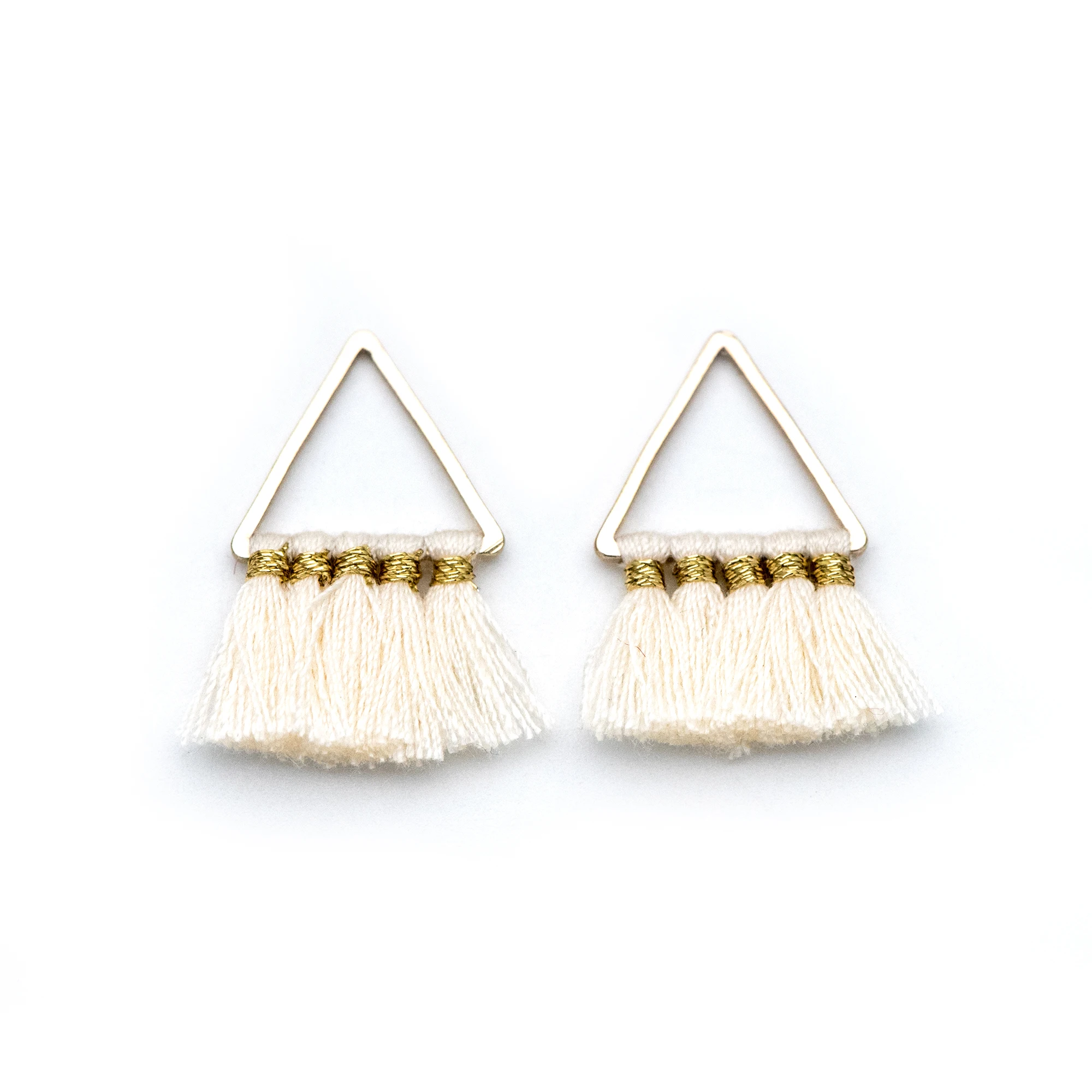 6 шт треугольные Подвески с кисточками хлопковые для сережек бежевый (FB-018-12) |