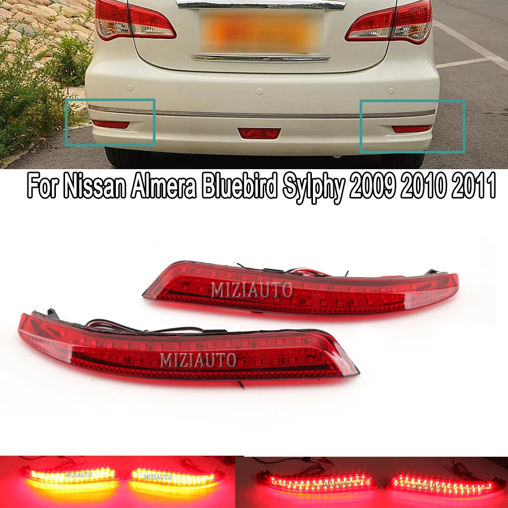 

Rear Bumper Reflector Brake Light For Nissan Almera Bluebird Sylphy 2009 2010 2011 Backup Stop Tail Warning Lamp