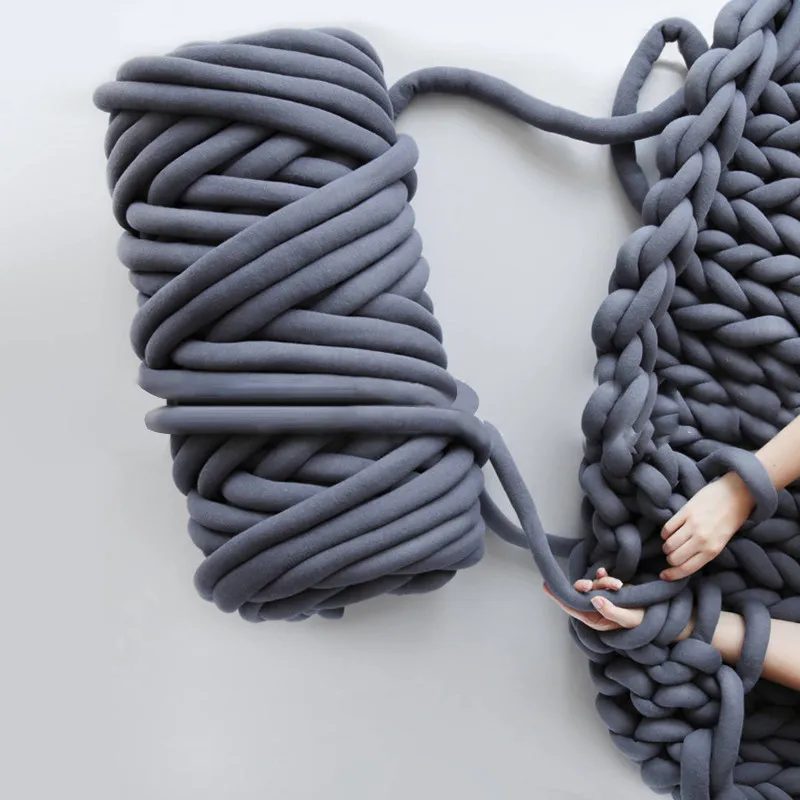 1KG Thick Super Chunky Yarn Cotton Tube Merino Acrylic Wool Alternative DIY Bulky Arm Knitting Needle Blanket Crochet Soft