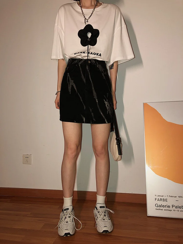 Юбка в ковбойском стиле Женская летняя новая тонкая трапециевидная короткая