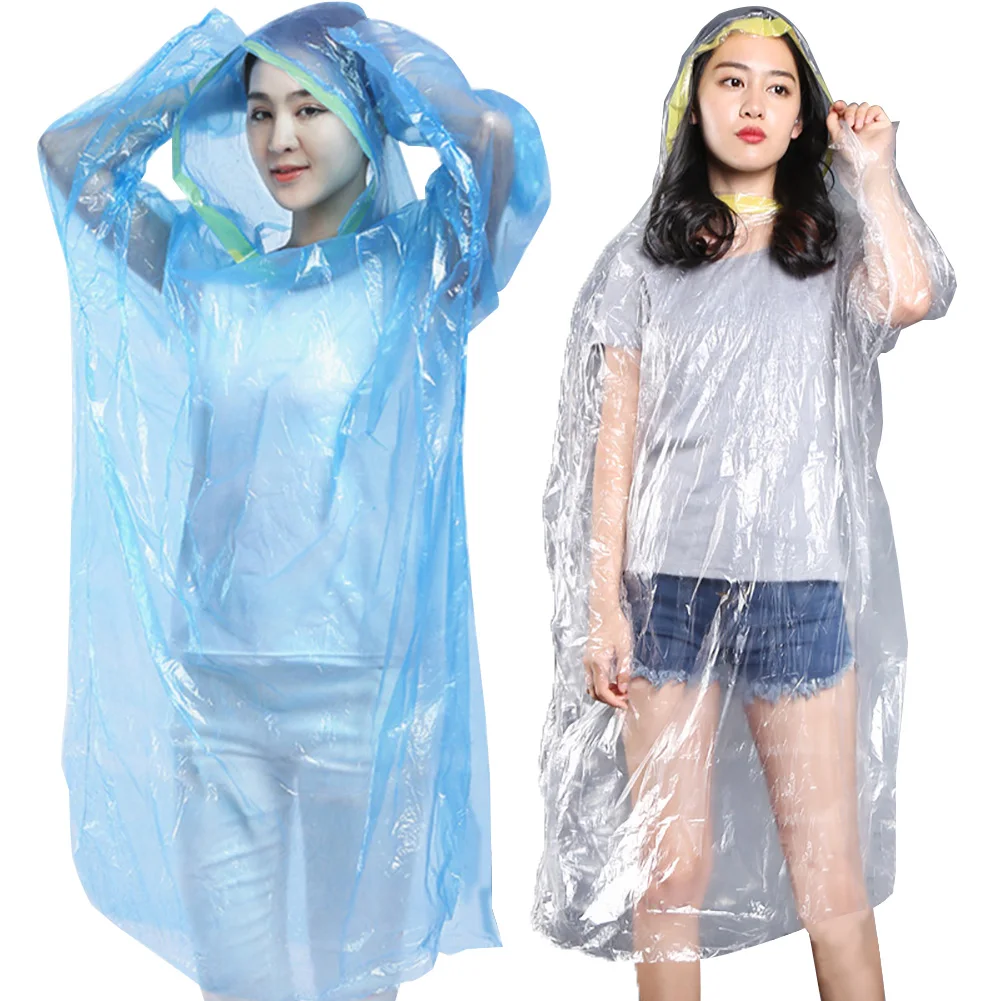 5 шт. унисекс одноразовые Водонепроницаемый пальто с капюшоном на открытом