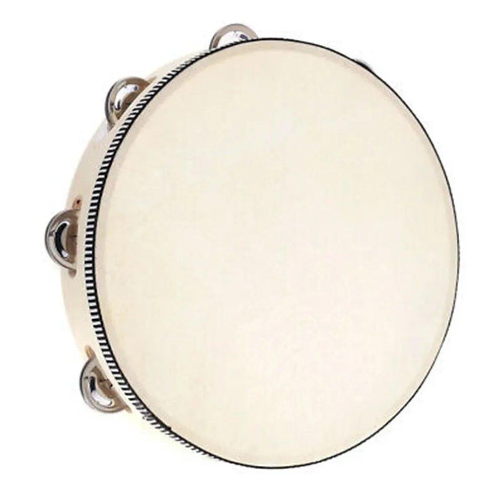 

10inch Hand Held Tambourine Drum Bell Wood Metal Jingles Percussion Musical Educational Instrument For KTV Party Kids Games