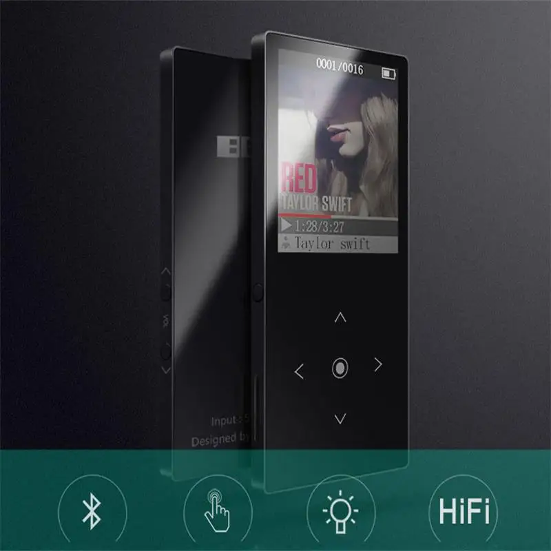 Bluetooth 4,1 MP3 музыкальный плеер 16 Гб сенсорная кнопка с 1,8 дюймовым цветным экраном ультра тонкий с fm-радио, диктофон, электронная книга