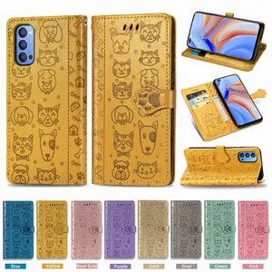 for oppo reno4 case flip leather wallet cover card slot holder bumper cartoon phone case reno 4 lite se cover for oppo reno 4 5g free global shipping