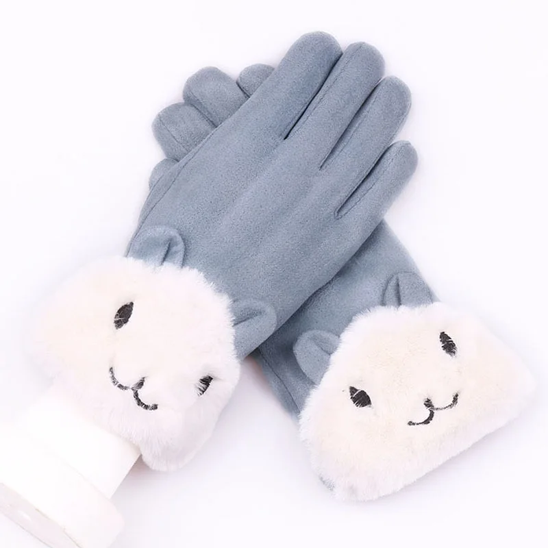 

Deerskin velvet touch-screen warm gloves, women’s autumn and winter motorcycle outing plus velvet padded gloves, cute gloves for