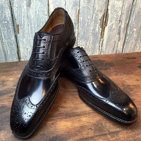 

Men's Fashion Casual Business All-match High-end Black PU Lychee Pattern Lace Comfortable Classic Dress Oxford Shoes KA294