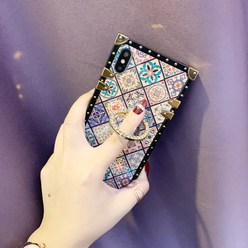 Чехол s для iPhone 11 Pro Max Xr Xs Max, квадратная крышка в китайском стиле, блестящее кольцо, подставка, чехол для iPhone X Xs 7 8 Plus 6 6 S, чехол