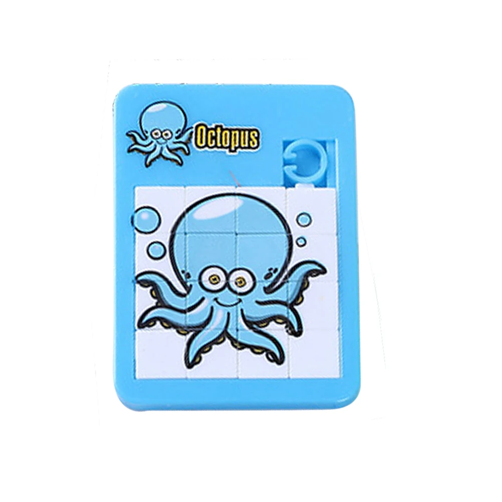

4pcs/set Compact Educational Mini Sliding Jigsaw Hand Eye Coordination Lightweight Party Portable Home Sea Life Printed Kids Toy