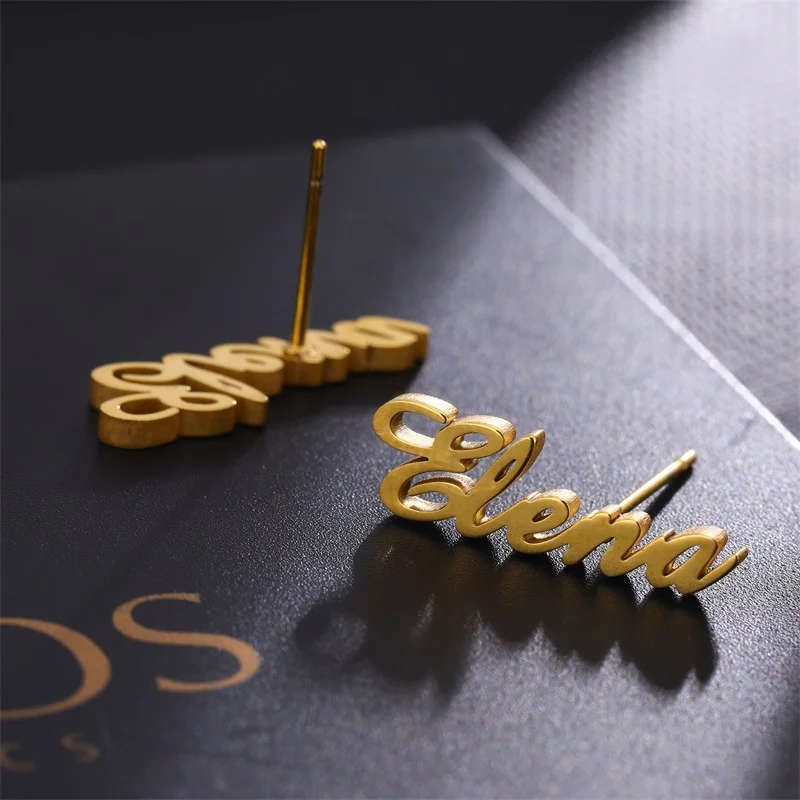 Персонализированные именные серьги с буквой для женщин и девочек из нержавеющей