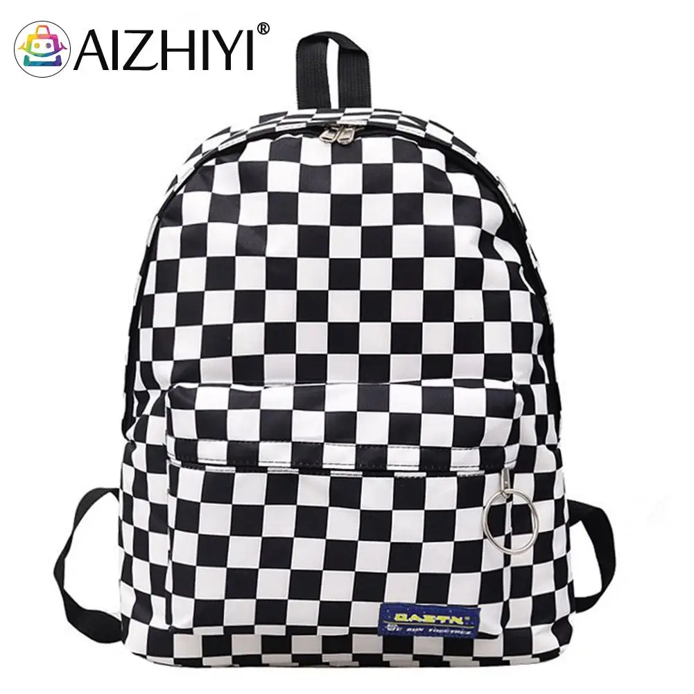 

Fashion Women Contrast Color Check Pattern Backpack Casual Ladies Preppy Style Large Capacity Handbags Rucksacks