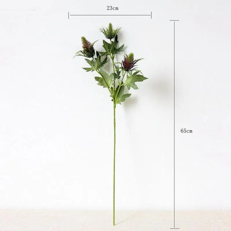 1pc Artificial Eryngium Thistles Bunch Plant 3-Fork Plastic Wedding Flower Creative Art Arrangement Material | Дом и сад