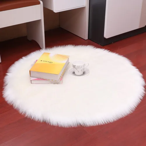 30cm Plain Fluffy Area Rugs Round Pad Carpet Hairy Fur Bedroom Mat Cover | Дом и сад
