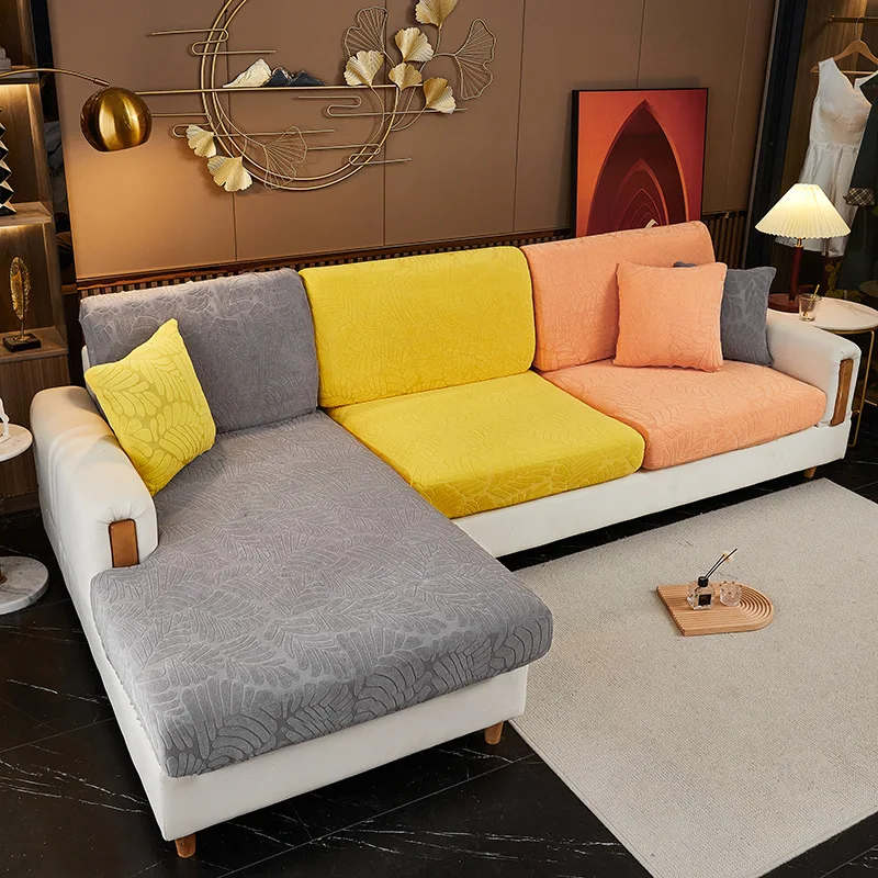 

Elastic Jacquard Sofa Cover Solid Color Thickened Corner Combination Sofa Cushion Cover To Protect Living Room Furniture Cover
