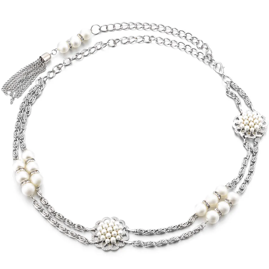 

Женское бикини с жемчужинами и кисточками, пояс с цепочкой на талии, пляжная одежда серебристого цвета 115 см