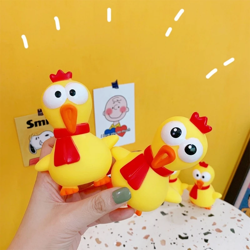 

MOLD Creative Funny Vinyl Screaming Chicken Toy Tricky Joke Stress Reliever Decompression Squawking Toy