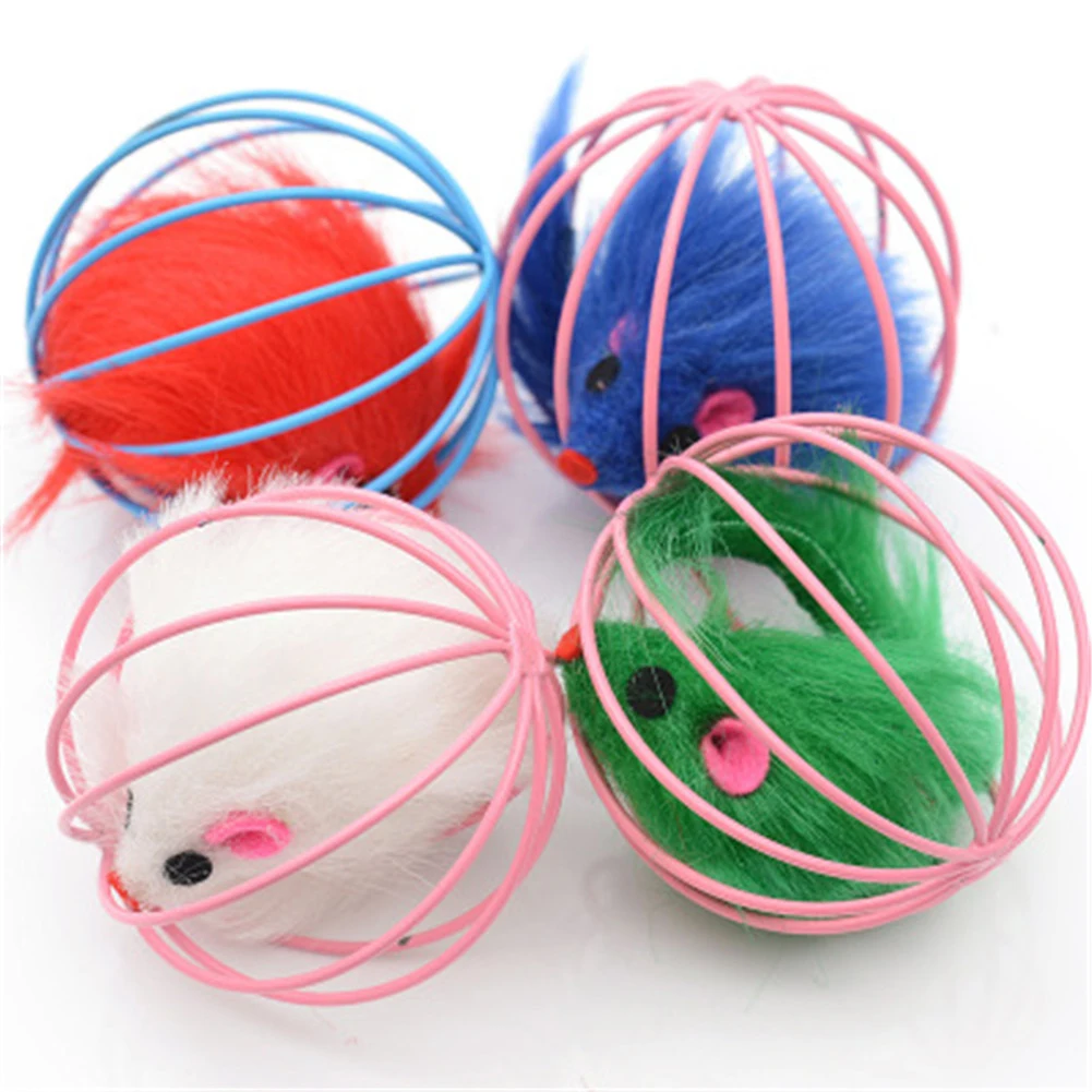

7pcs Cute Cat Teaser Toy Artificial False Mouse in Rat Cage Cats Interactive Ball Funny Kitten Scratching Playing Toys