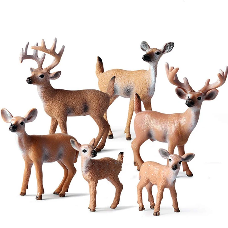 

Simulation Forest Wild Life Deer Figurines Moose,elk,reindeer,sika Deer Action Figures Animal Model Decoration Gifts Toppers Toy