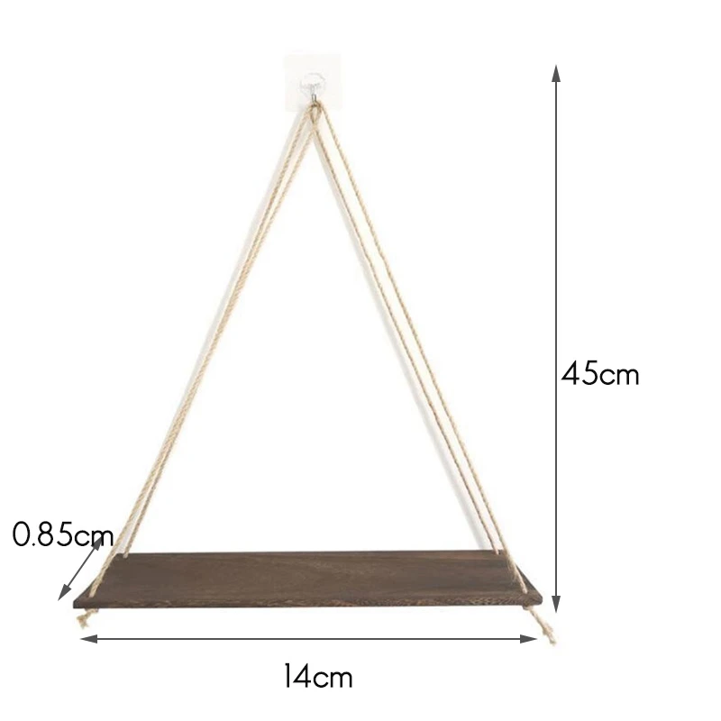 2PCS Wooden Rope Swing Wall Hanging Shelves Plant Flower Mounted Floating Home Decoration Modern Design | Дом и сад