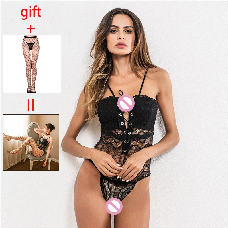 Сексуальное нижнее белье сексуальная одежда Черное кружево большой размер