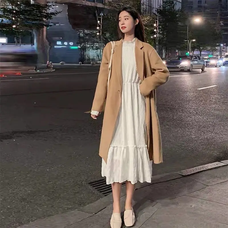 

Autumn Winter White Dress Long Skirt Dresses for Women Vestido De Mujer