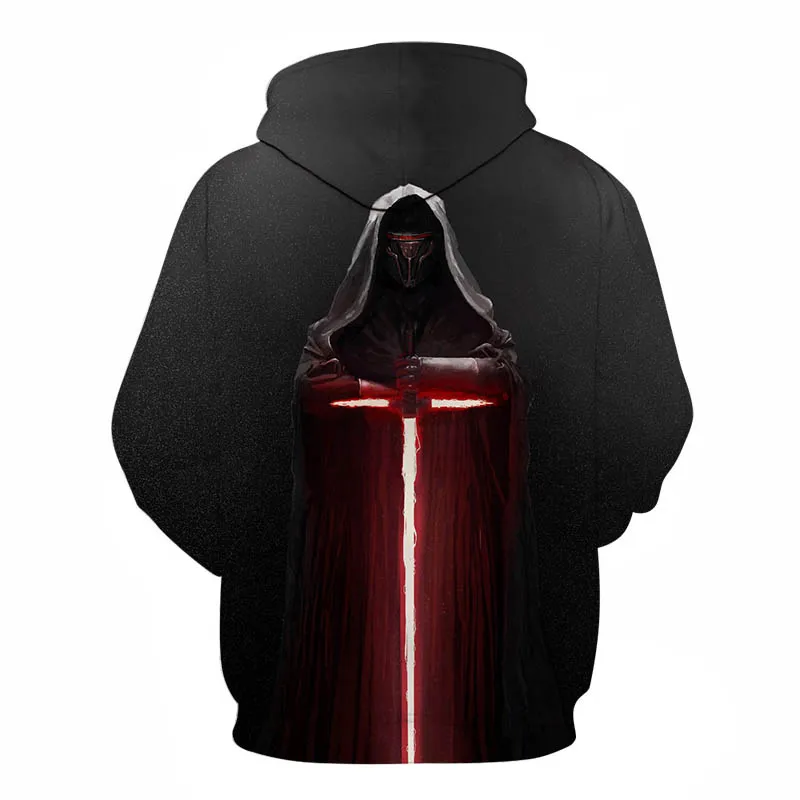 Повседневный пуловер с 3D принтом Звездные войны Мужская толстовка капюшоном