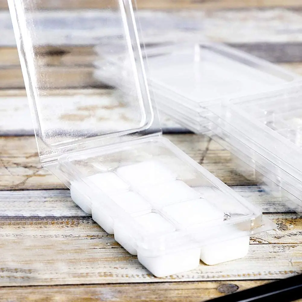 50 Packs Wax Melt Clamshells Molds Square Heart-shaped 6 Cavity Clear Plastic Cube Tray for Candle-Making &amp Soap | Дом и сад