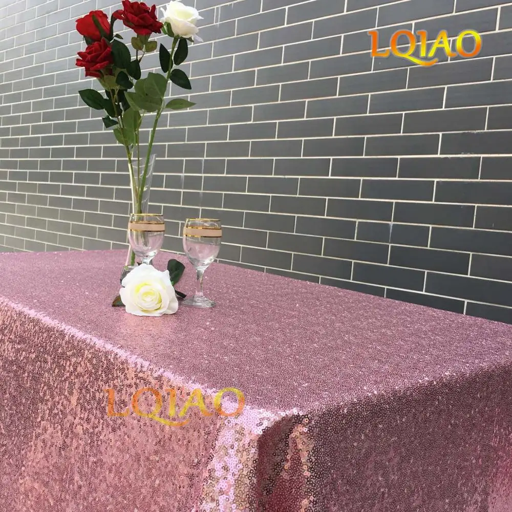 Pink Gold Рождественская скатерть 120x200 см с зелеными пайетками, прямоугольная скатерть для стола, вечерние, свадебные, декоративные скатерти с блестками - Цвет: Pink Gold