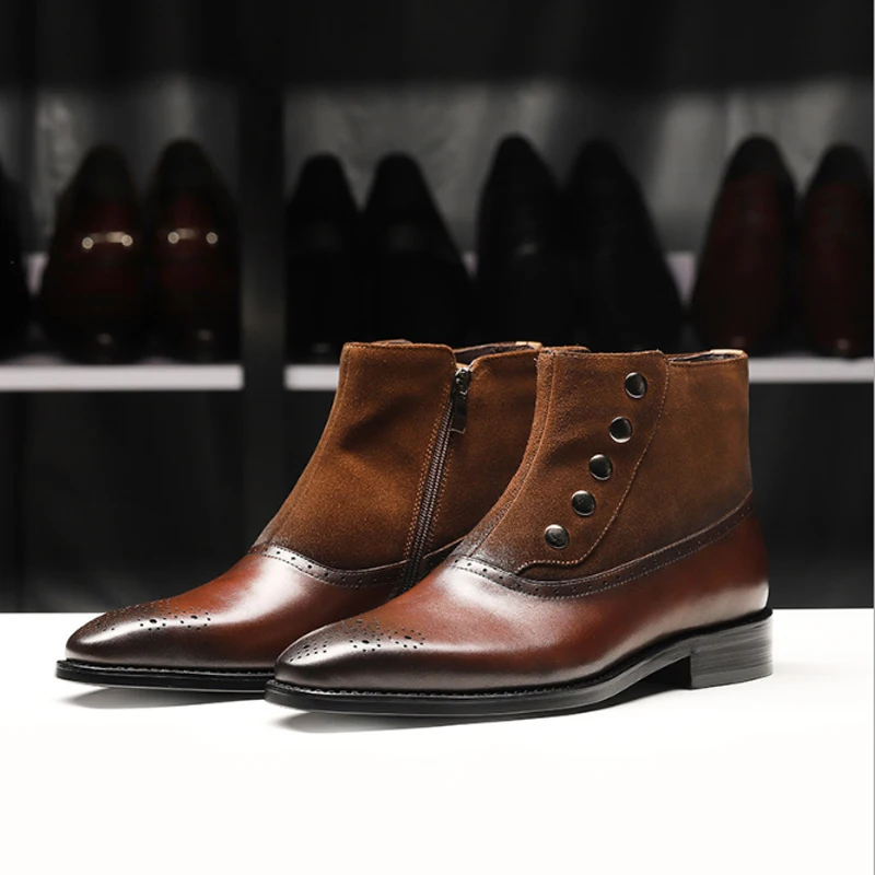 

Мужские ботильоны с высоким берцем, с острым носком