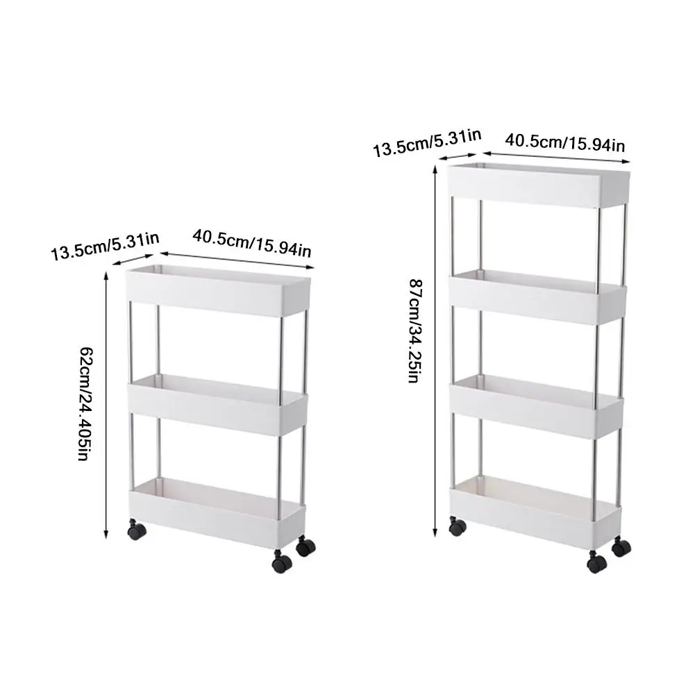 

3 Tier/4 Tier Slim Storage Cart Mobile Shelving Unit Organizer Slide Out Storage Rolling Utility Cart Rack for Kitchen Bathroom