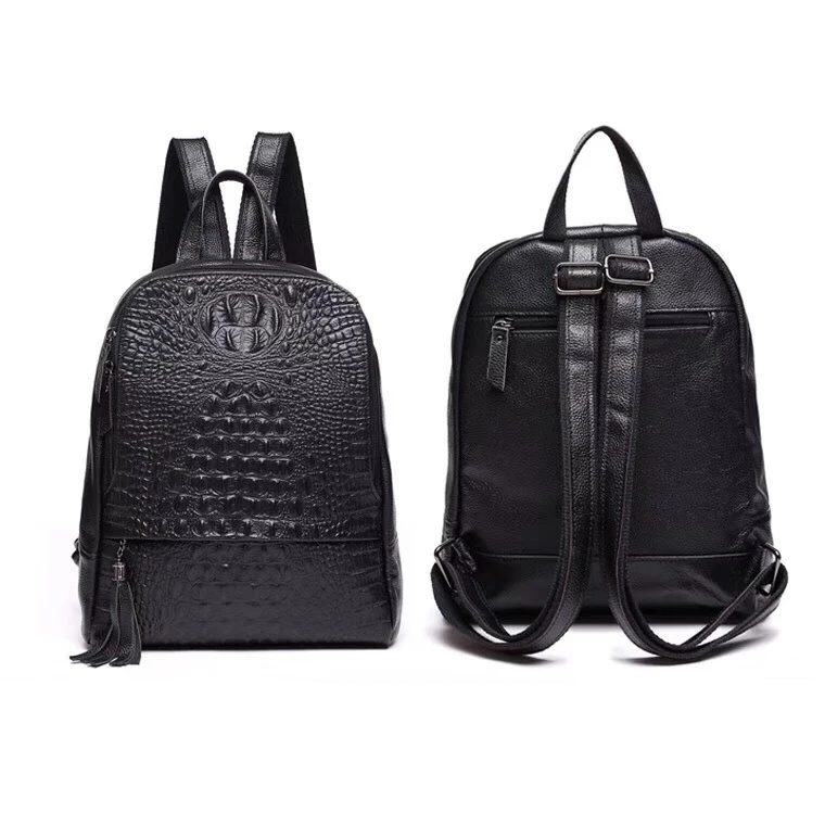 Genuine Leather Alligator Women Backpacks New Luxury Brand Female Real Natural Leather Ladies Girl Student Casual Backpack